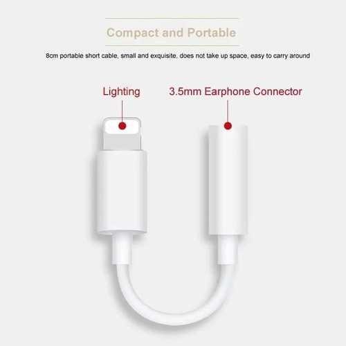 Imagen 2 de 9 de Adaptador Auricular Compatible iPhone A Miniplug 3.5 Mm