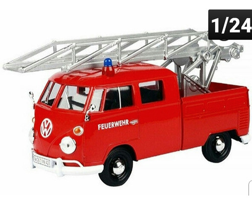 Vw Type 2 Carro Escala Bomberos Esc. 1/24 Metal,envio Gratis