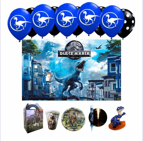 Jurassic Blue Dinosaurios Fiesta 30 Pz Lona Personalizada