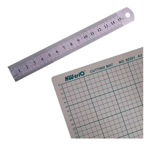 Plancha De Corte A3 Rosa Para Scrapbooking Regla Acero 15cm