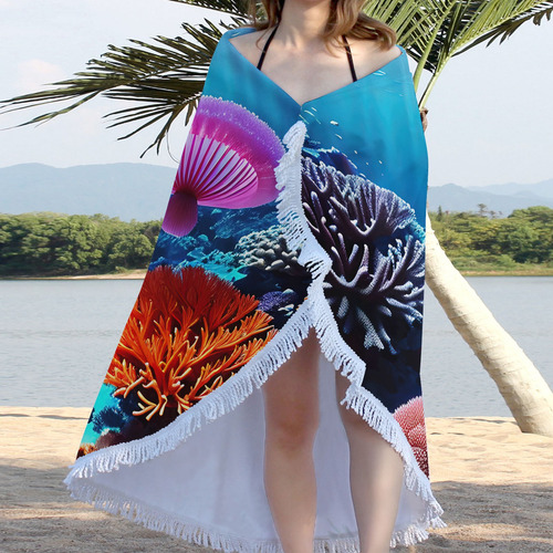 Toalla De Playa I Con Estampado Redondo De Microfibra Superl