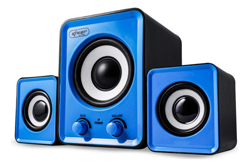 Caixa De Som Pc Notebook Subwoofer 6w Usb 2.1 P2 Cor Azul 127/220v