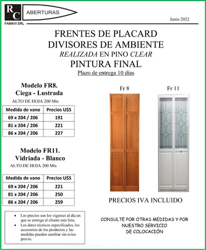 Imagen 2 de 10 de Plegable 2 Hojas Ciega Con Lustre 81 X 204 A 206 Alto