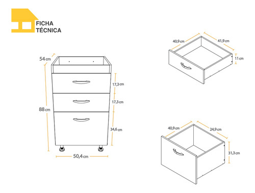 Imagen 3 de 6 de Mueble Gavetero Para Cocina Casa Lista - Util