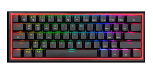 Imagen 1 de 1 de Teclado bluetooth Redragon Fizz Pro K616-RGB QWERTY Red inglés US color negro con luz RGB
