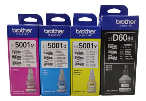 Kit 4 Refil Tinta Brother Original Dcp T310 510 910 Hl T4000