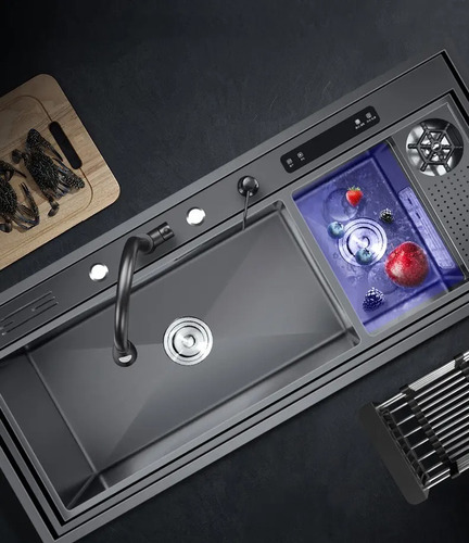 Imagen 2 de 10 de Bacha De Cocina Super Wide Blacksteel Ultrasonica