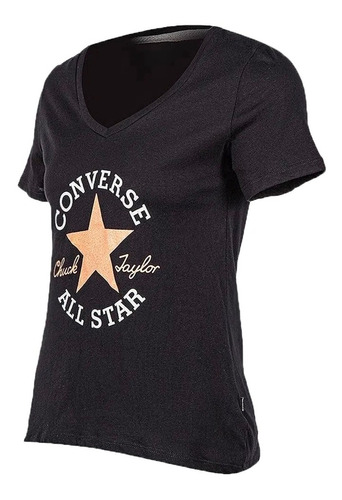 Remera Converse Lifestyle Mujer Escote En V Negro Cli