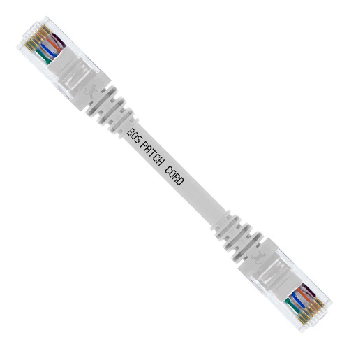 Kit 02 Cabos Patch Cord Cat5e 100% Cobre 15 Cm Branco T-568b