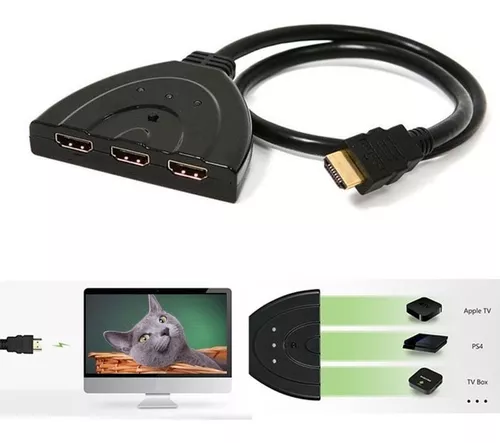 Interruptor HDMI, 3 puertos HDMI Splitter 3 entradas, 1 salida 3D 1080P  Full HD Auto de alta velocidad HDMI Cable Hub Box Adaptador para HDTV DVD  Xbox