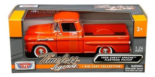 Motormax 1:24 1958 Chevrolet Apache Fleetside Pickup 79311ac Color Naranja
