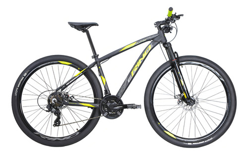 Bicicleta Aro 29 Toda Shimano 2.1 - Rino Escape Mega Ranger Cor Preto / Amarelo Neon Tamanho Do Quadro 17