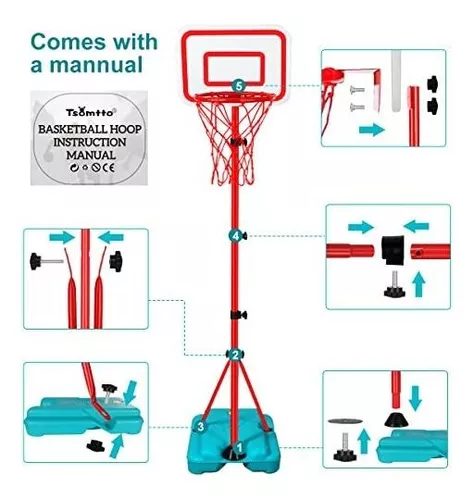 Aro de baloncesto para niños, altura ajustable de 2.9 a 6.2 pies, aro de  baloncesto para niños pequeños para interiores y exteriores, mini canasta