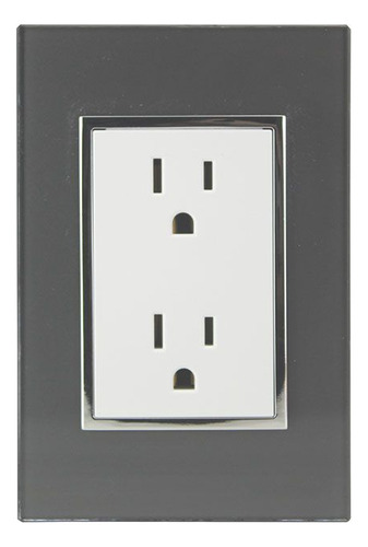 Contacto Doble Con Placa Sanelec Linea Toscana Color Negro