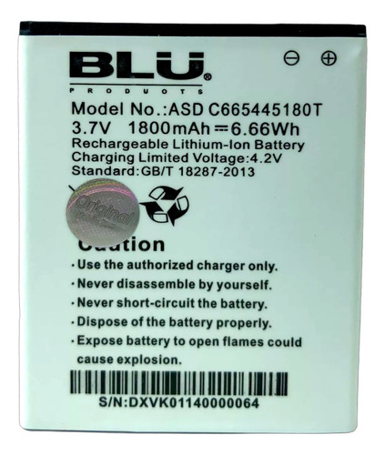 Batería Blu Neo 4.5 (s330) C665445180t (3.7v-1800mah) 6.66w