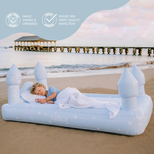 Cama Y Colchón De Aire Para Niños Azul Individual Portátil