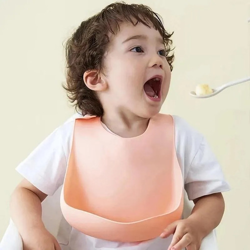 Imagen 2 de 7 de Babero De Silicona Para Comer Con Bolsillo Bebé Premium 3m+