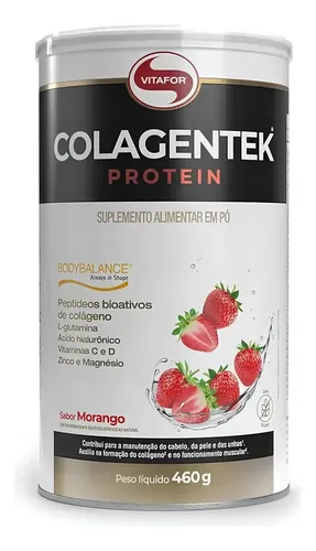 Colagentek Protein Colágeno Bodybalance Vitafor 460g Morango - Foto oficial e menor preço