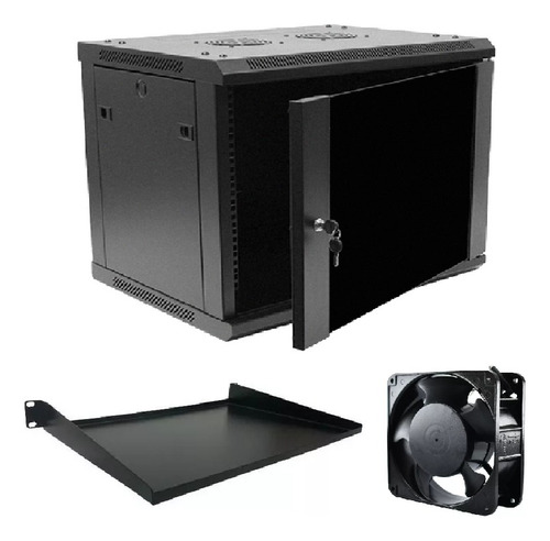 Gabinete Rack Pared 9 Rmu, Pta Vidrio, Cerrado, Extr Y Bande