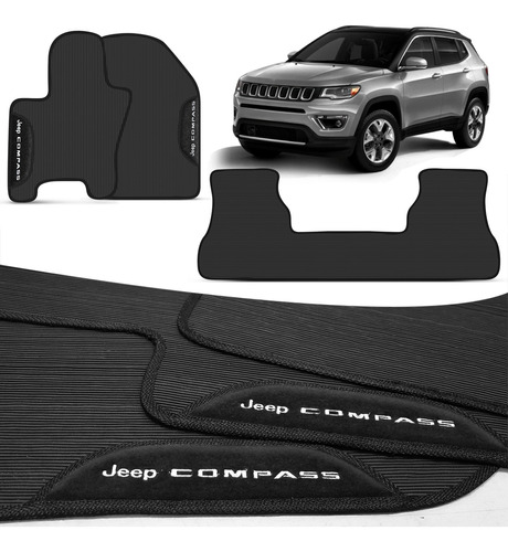 Jogo De Tapete Jeep Compass 2017 2018 2019 Borracha 3 Peças