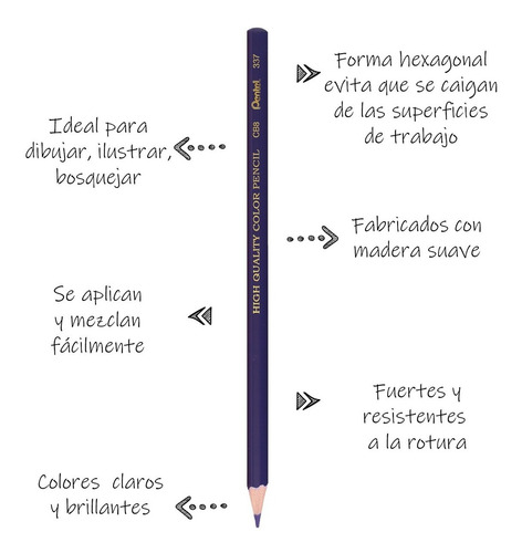 Imagen 3 de 3 de Lápices De Colores Pentel Caja 36 U