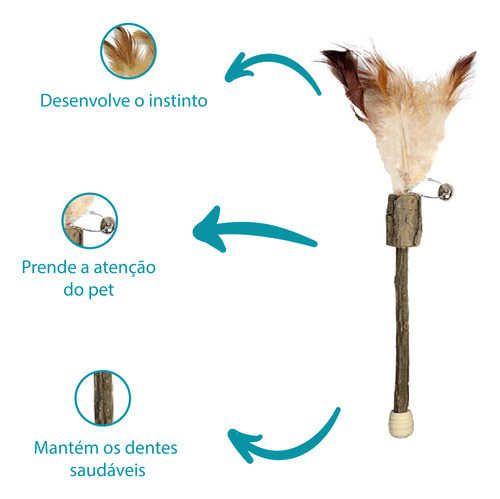Brinquedo Varinha Matatabi Jambo Com Pena Único