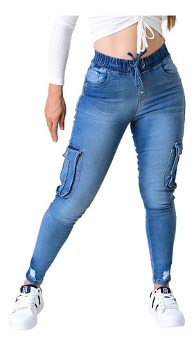 Pantalon Jogger Tipo Cargo Para Dama Con Stretch Itzi E467