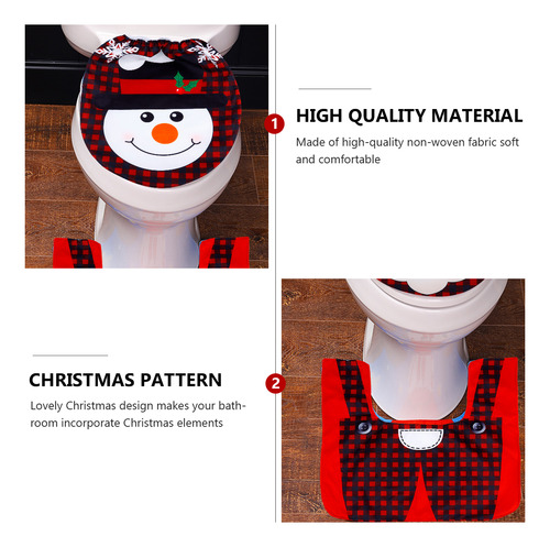1 Set Of Christmas Pattern Toilet Mat Toilet Seat Lid Cover