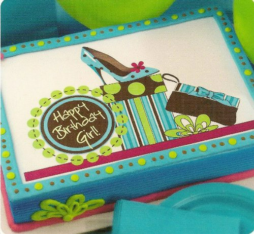 Topper Comestible ~ Feliz Cumpleaños Niña De Compras ~ 1/4 D