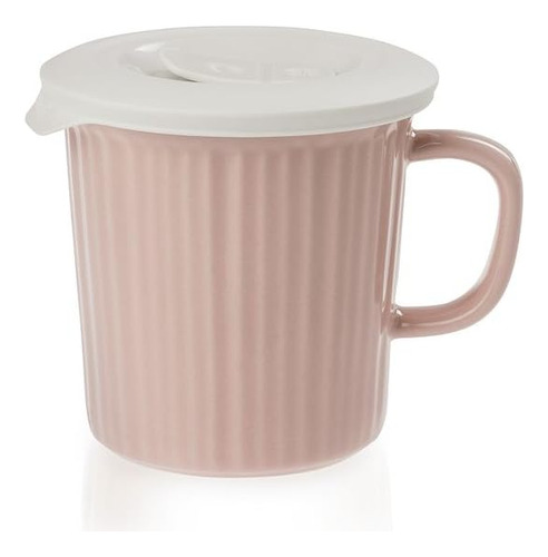 Corningware Taza De Comida De 24 Oz Con Tapa Blanca, Color R