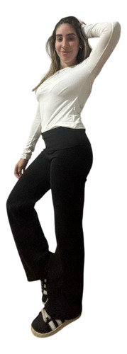 Pantalón Jogging Frizado De Invierno Mujer Ancho Tiro Alto