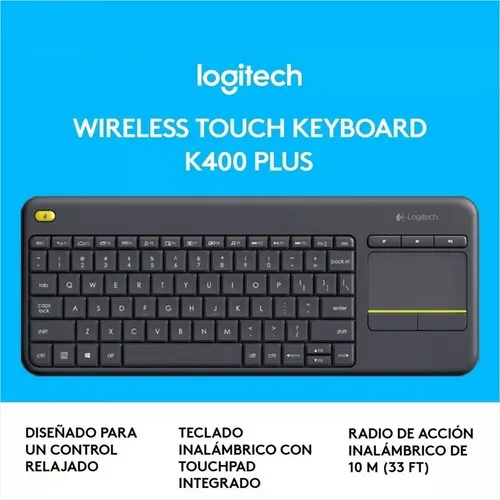 Teclado Logitech K400 Plus con touchpad para TV conectada a PC