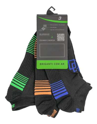 Imagen 3 de 10 de Medias Soquetes Hombre Running Briganti Pack X 3 Acc07269 N3