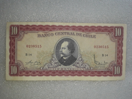 Billete Chile 10 Escudos Molina Ibañez B14