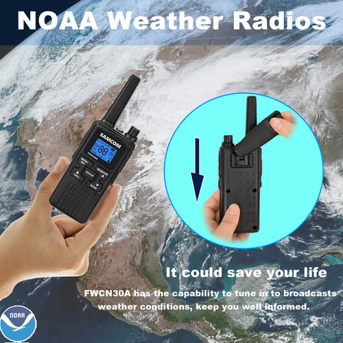 Samcom Paquete De 4 Radios Bidireccionales De Largo Alcance Color Bandas De Frecuencia