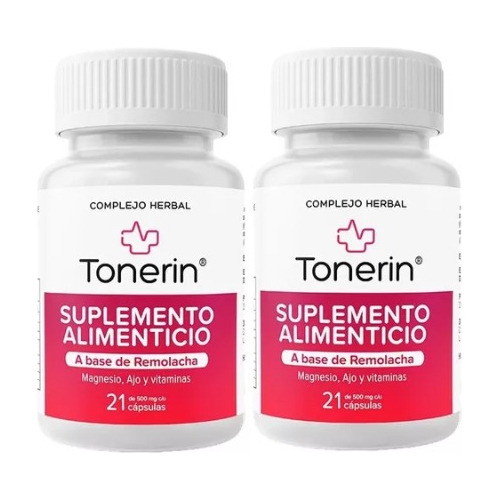 Suplemento en cápsulas blandas Complejo Herbal  Apoyo Cardiovascular Tonerin suplemento alimenticio a base de remolacha remolacha en botella de 100g 21 un pack x 2 u