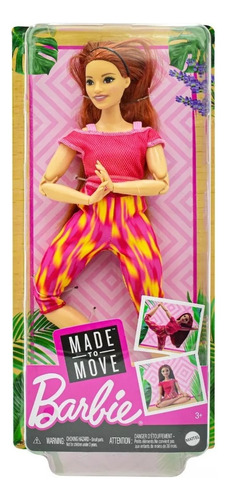 Barbie Made To Move Yoga Peliroja Articulada 29cm Mattell