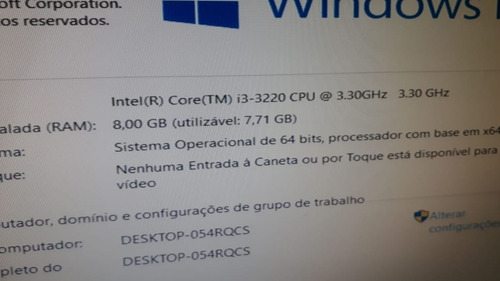 Desktop I3 3ª Asrock 1155 Ssd 240gb Mb Dd3 8gb Fonte 500w