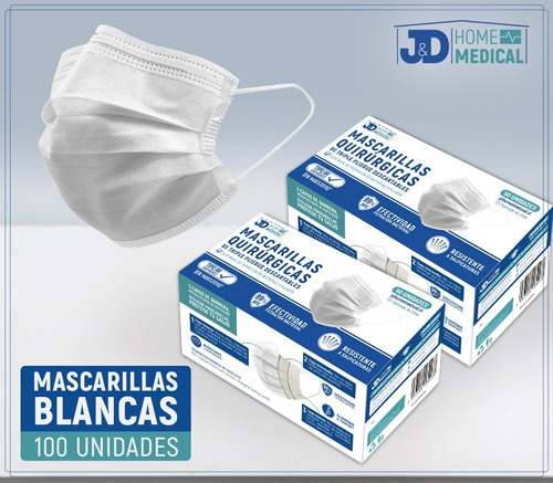 Mascarillas Desechables 50 Un 2 Cajas (100un) Color Blanco