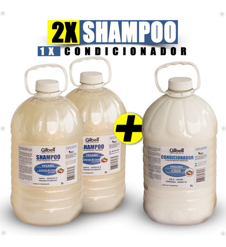 Kit 2 Shampoo + 1 Condicionador 5litros Salão Coco Perolado