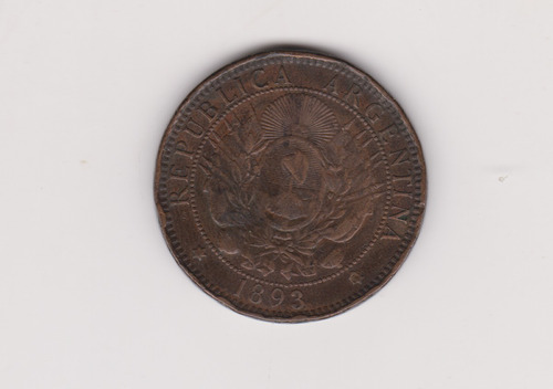 Moneda Argentina 2 Centavos Año 1893 Muy Bueno +