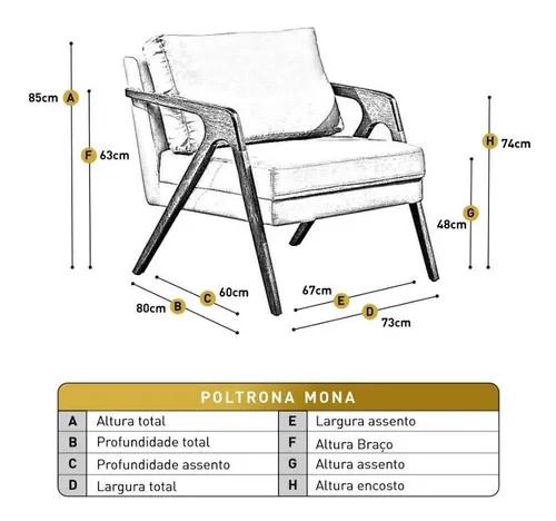 Sillón decorativo de lujo Mona, diseño de tela de madera maciza, color beige y lino