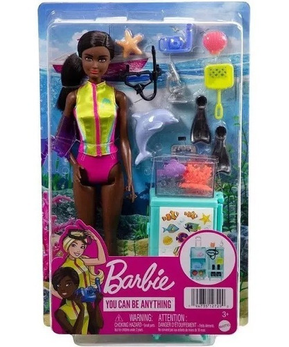 Barbie Profissões Bióloga Marinha Negra Mattel