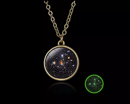 Collar Universo Colgante Galaxia Bola Cristal Doble Cara