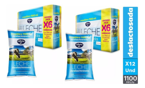 Pack X 12 Bolsa De Leche Deslactosada 1.1 L