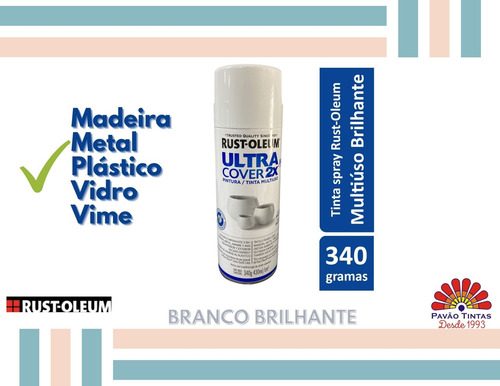 Spray Branco Brilho Plástico,vidro,alumínio,madeira E Metal