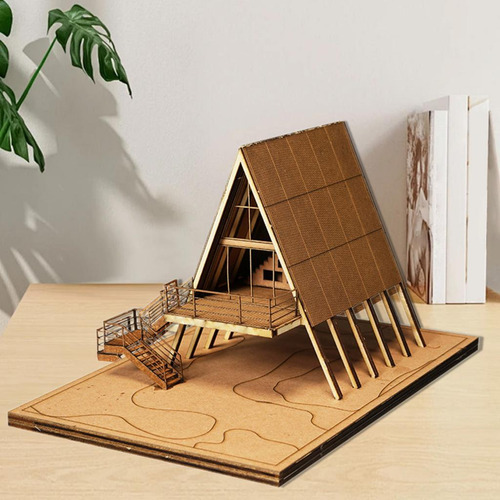 Kit De Modelo De Madera Casa 3d Puzzle De Madera Con Tierra