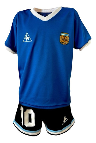 Camiseta Y Short  Maradona Argentina 1986 Suplente Niños