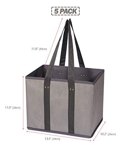 Paq 5 Bolsas De Supermercado Grandes Reutilizables Plegables