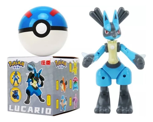 Pokebola Com Pokemon Lucário De Brinquedo Articulado Coleção